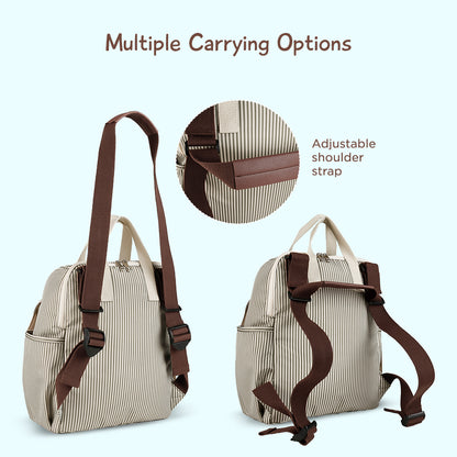 LITTLE STORY set of 3 Diaper Backpack with Changing Mat and Bottle Bag - Beige