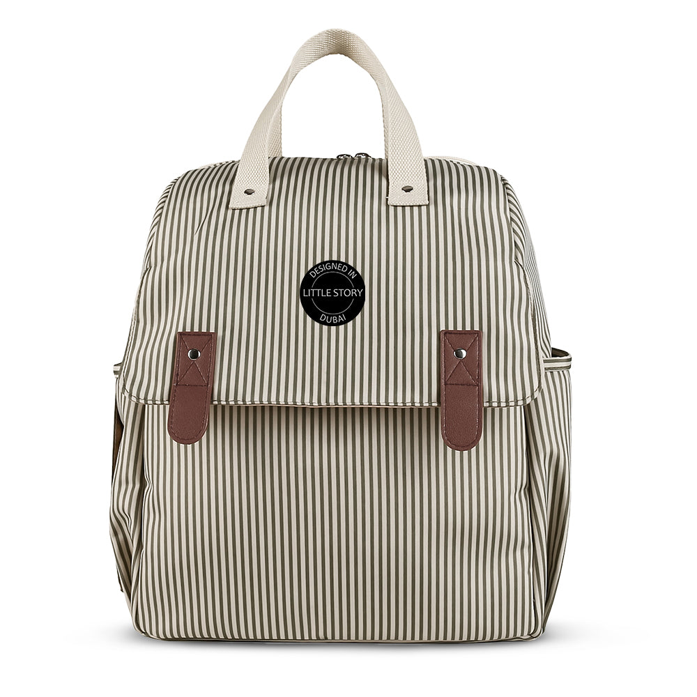 LITTLE STORY set of 3 Diaper Backpack with Changing Mat and Bottle Bag - Beige