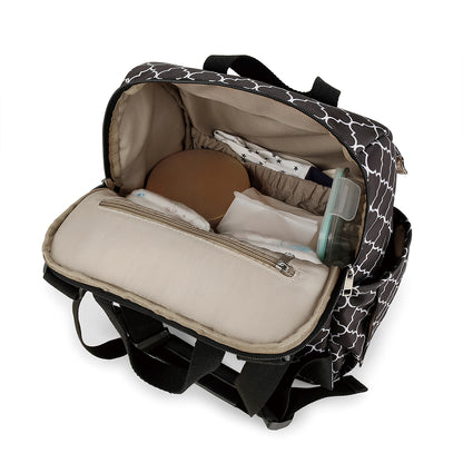 LITTLE STORY set of 3 Diaper Backpack with Changing Mat and Bottle Bag - Signature Black