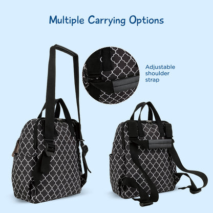 LITTLE STORY set of 3 Diaper Backpack with Changing Mat and Bottle Bag - Signature Black