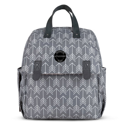 LITTLE STORY set of 3 Diaper Backpack with Changing Mat and Bottle Bag - Arrow Grey