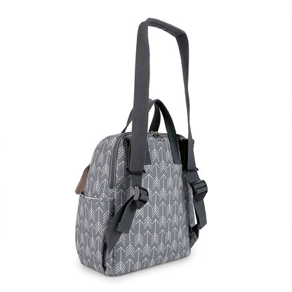 LITTLE STORY set of 3 Diaper Backpack with Changing Mat and Bottle Bag - Arrow Grey