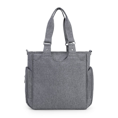 LITTLE STORY Set of 7 - Quilted Diaper Bag with Stroller Straps and Changing Mat - Grey