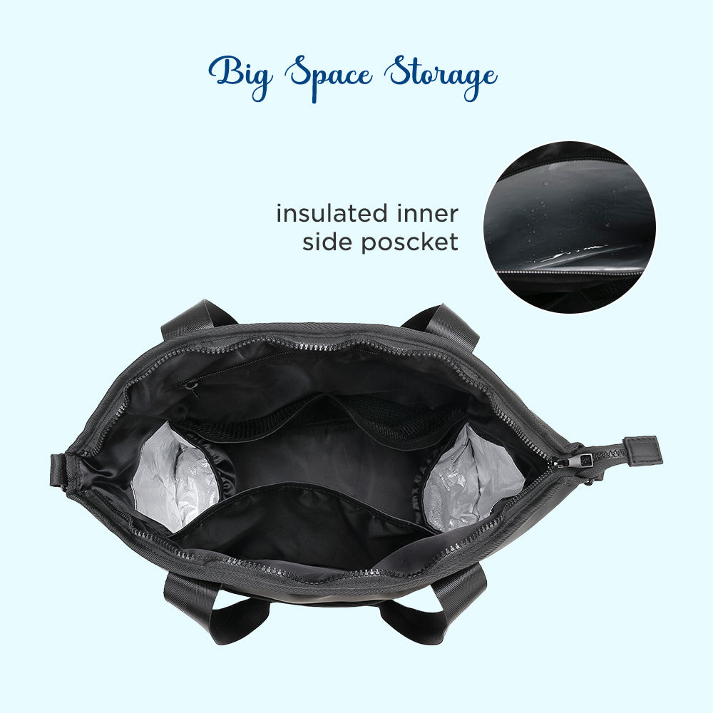 LITTLE STORY Onyx Diaper Bag with Stroller Straps - Black