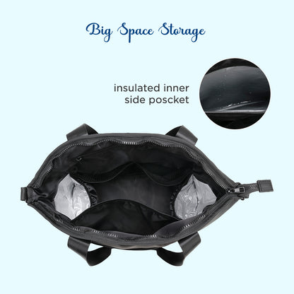 LITTLE STORY Onyx Diaper Bag with Stroller Straps - Black