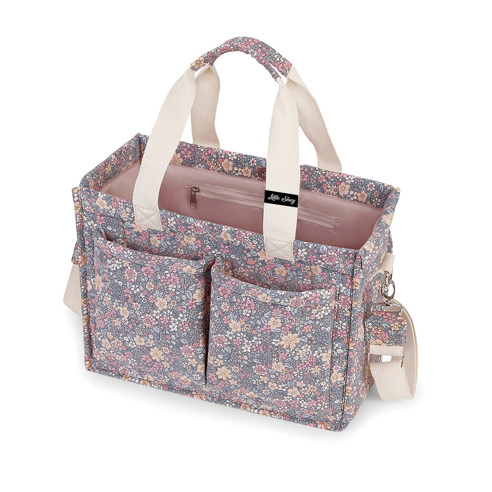 LITTLE STORY Meadow Diaper Bag with Stroller Straps - Grey