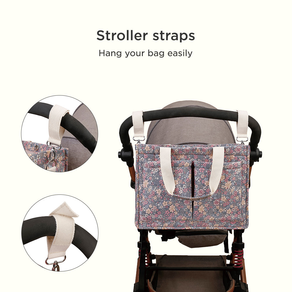 LITTLE STORY Meadow Diaper Bag with Stroller Straps - Grey