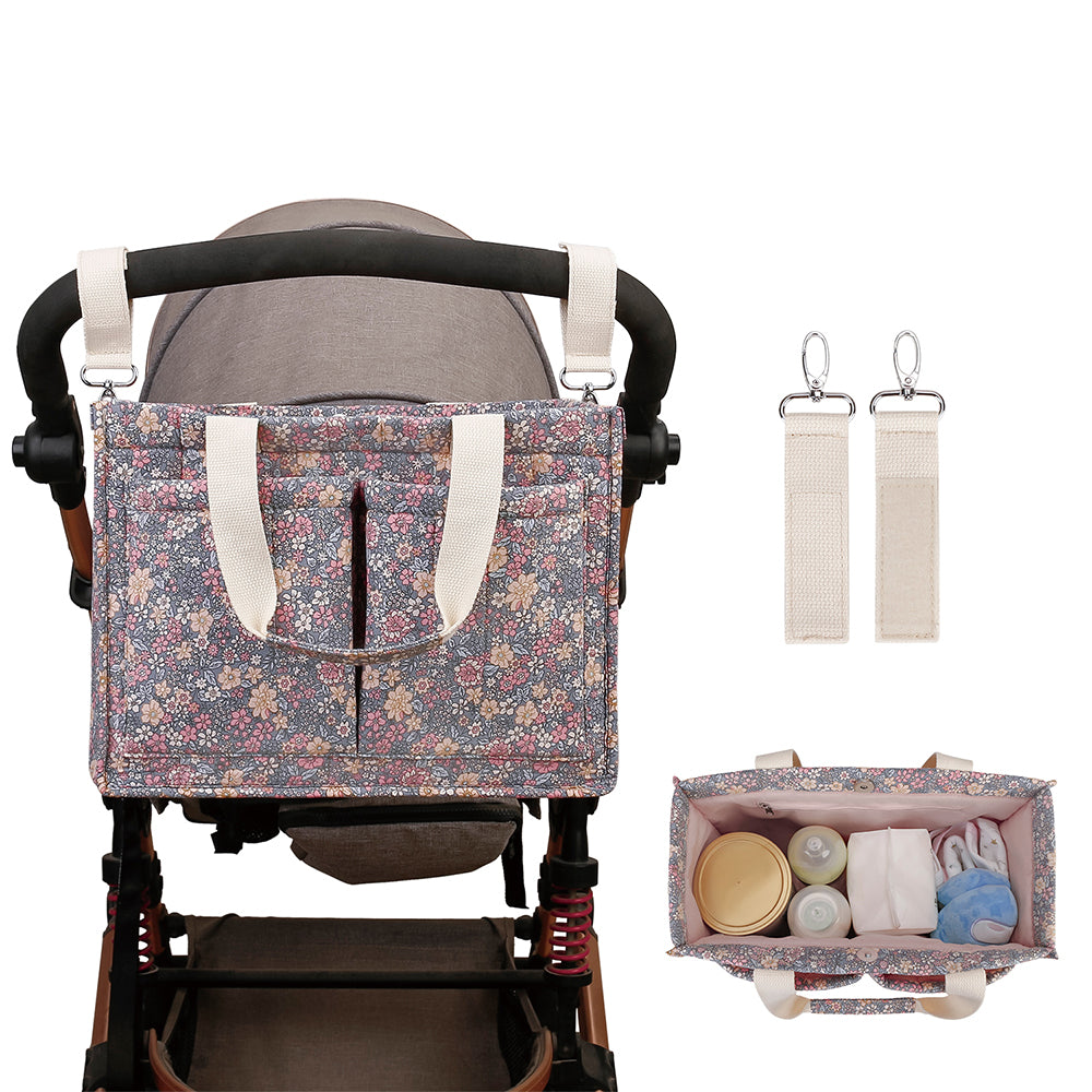 LITTLE STORY Meadow Diaper Bag with Stroller Straps - Grey