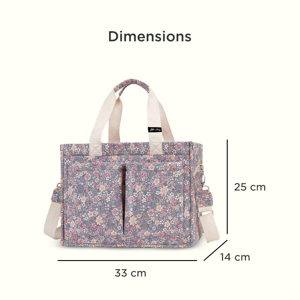 LITTLE STORY Meadow Diaper Bag with Stroller Straps - Grey