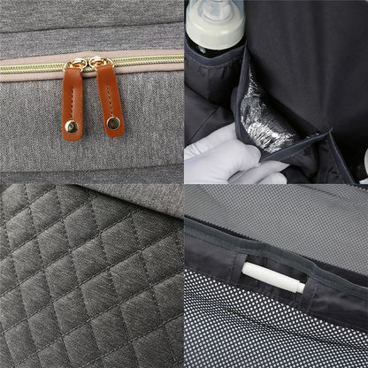 LITTLE STORY - Diaper Bag wt portable bassinet bed & pacifier pouch - Grey