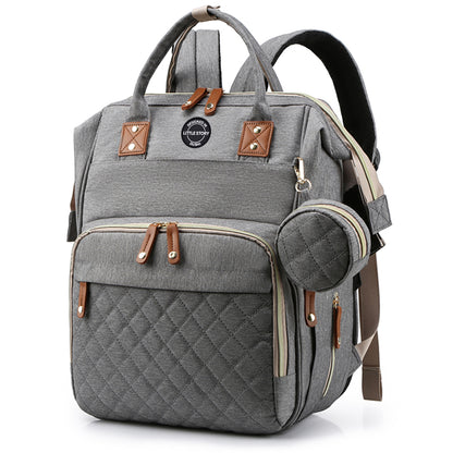 LITTLE STORY - Diaper Bag wt portable bassinet bed & pacifier pouch - Grey