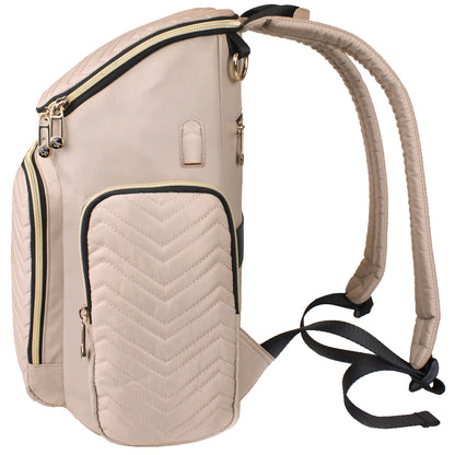 LITTLE STORY Georgia Diaper Bag wt Changing Pad & Stroller Hooks - Ivory