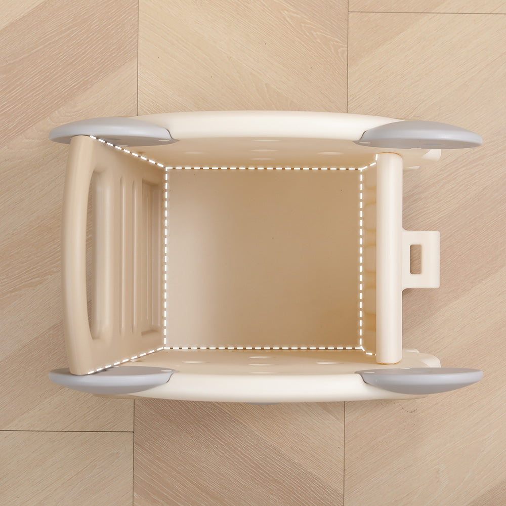 قصة صغيرة - عربة تسوق/تخزين ألعاب الأطفال المحمولة - لون بيج دب