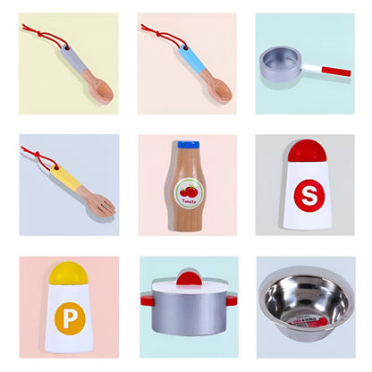 LITTLE STORY Wooden Kitchen w/ Wall Clock - Slate Grey