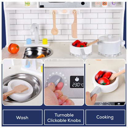 LITTLE STORY Wooden Kitchen w/  Accessories - Grey