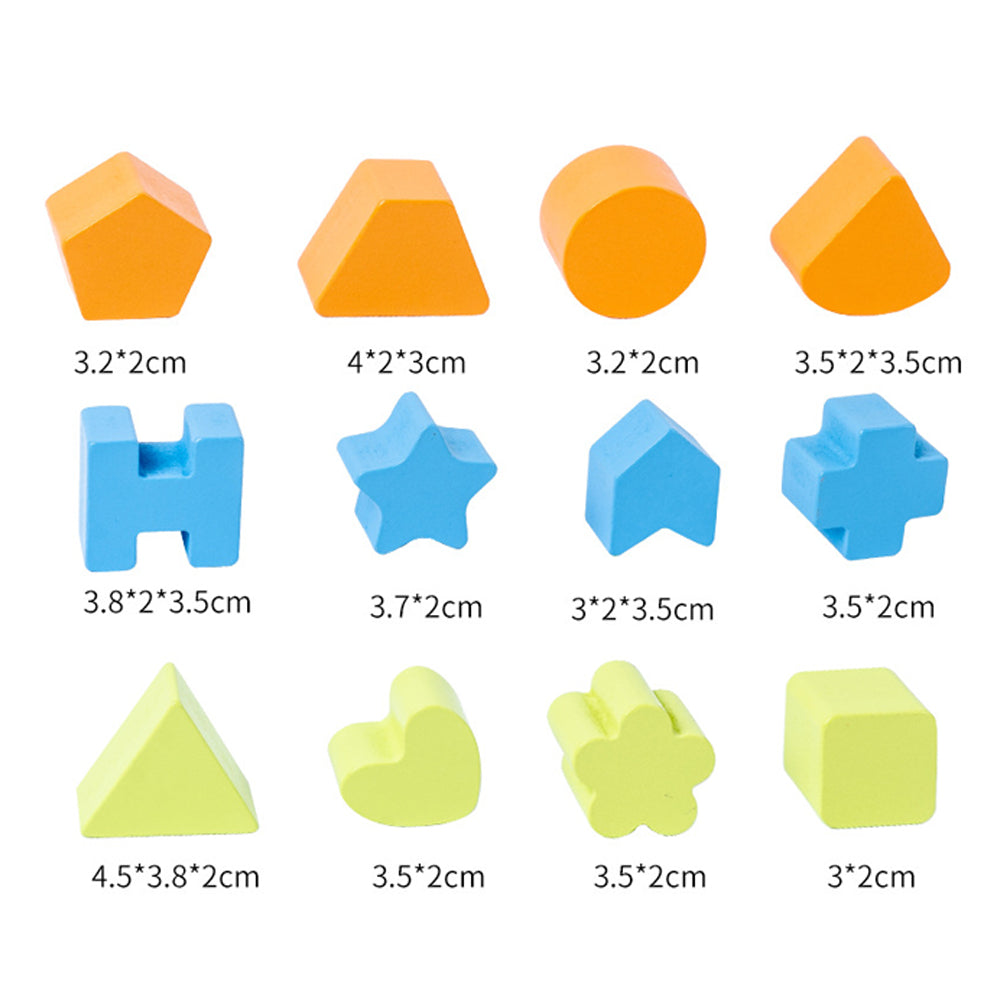 LITTLE STORY Wooden Activity Box Early Education Montessori 12 Pcs - Multicolor