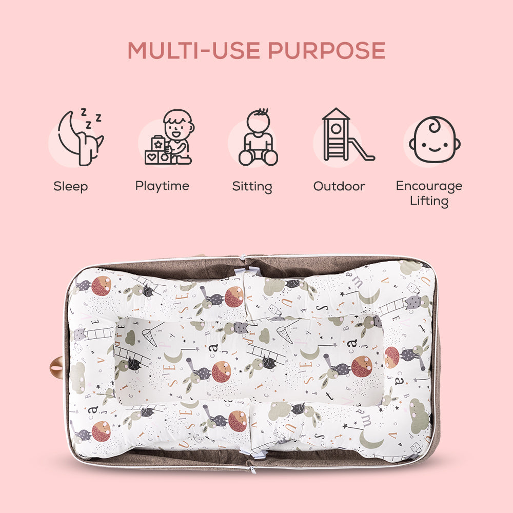 LITTLE STORY - Portable Baby Nest & Lounger Sleeping Pod  - Brown