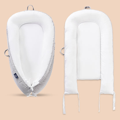 سرير استرخاء ناعم قابل للتنفس من ليتل ستوري لحديثي الولادة - رمادي سادة