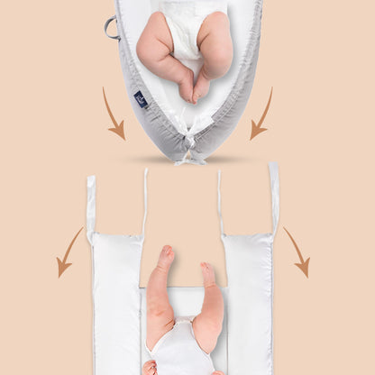 سرير استرخاء ناعم قابل للتنفس من ليتل ستوري لحديثي الولادة - رمادي سادة