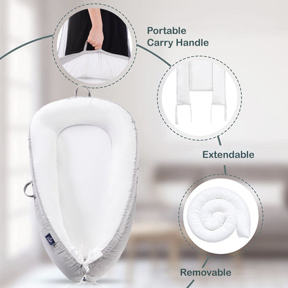 سرير استرخاء ناعم قابل للتنفس من ليتل ستوري لحديثي الولادة - رمادي سادة