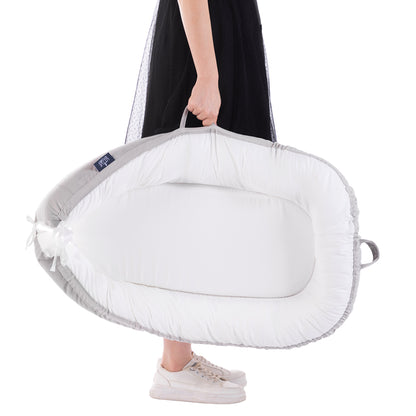 سرير استرخاء ناعم قابل للتنفس من ليتل ستوري لحديثي الولادة - رمادي سادة