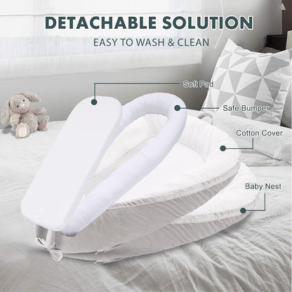 سرير استرخاء ناعم قابل للتنفس من ليتل ستوري لحديثي الولادة - رمادي سادة