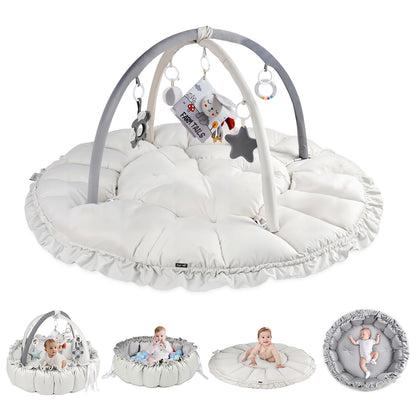 سجادة لعب/صالة ألعاب رياضية ٥ في ١ من ليتل ستوري بيبي - أبيض