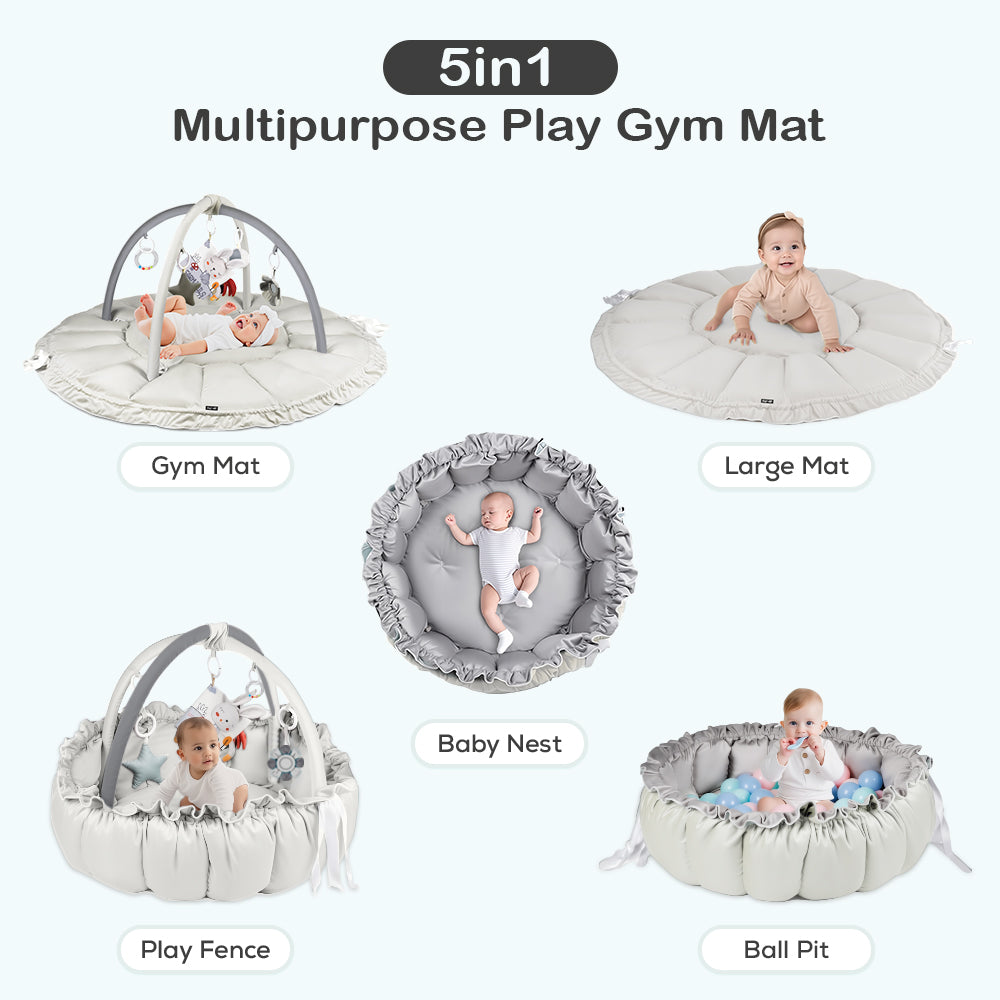 سجادة لعب/صالة ألعاب رياضية ٥ في ١ من ليتل ستوري بيبي - أبيض