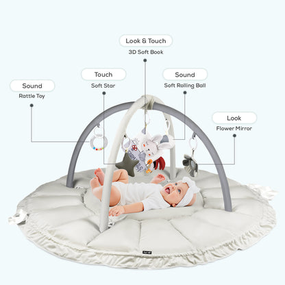 سجادة لعب/صالة ألعاب رياضية ٥ في ١ من ليتل ستوري بيبي - أبيض