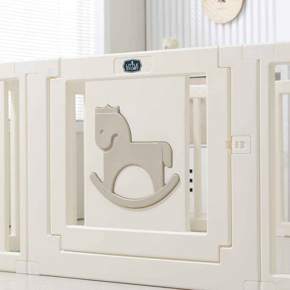 Little Story - Portable Playpen w/Door- Horse White