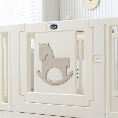 Little Story - Portable Playpen w/Door- Horse White