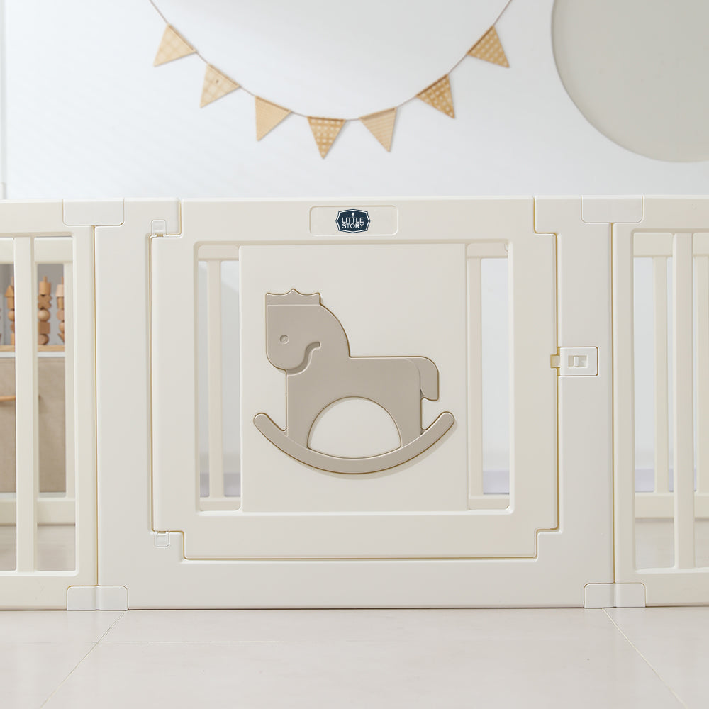 Little Story - Portable Playpen w/Door- Horse White