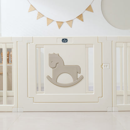 Little Story - Portable Playpen w/Door- Horse White