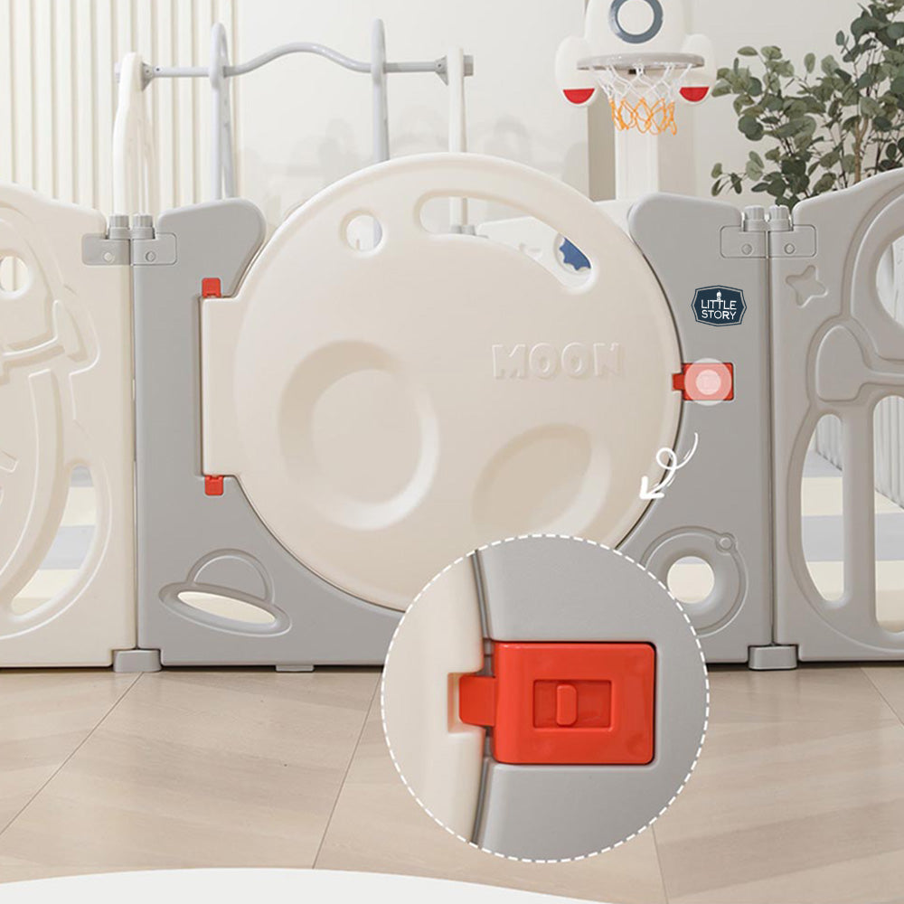 قصة صغيرة - حظيرة لعب مع طوق كرة سلة - رمادي فضائي