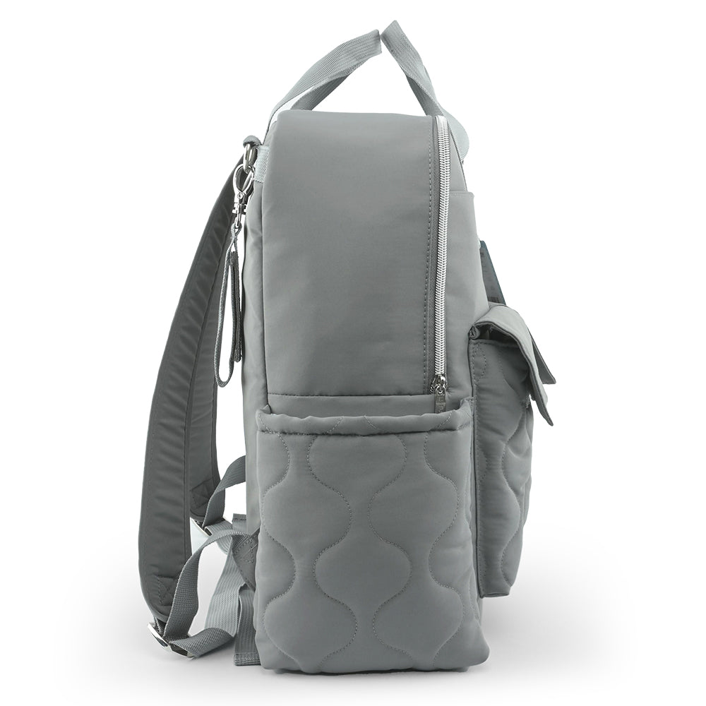 LITTLE STORY Quilted Diaper Backpack w/ Changing Mat - Gray