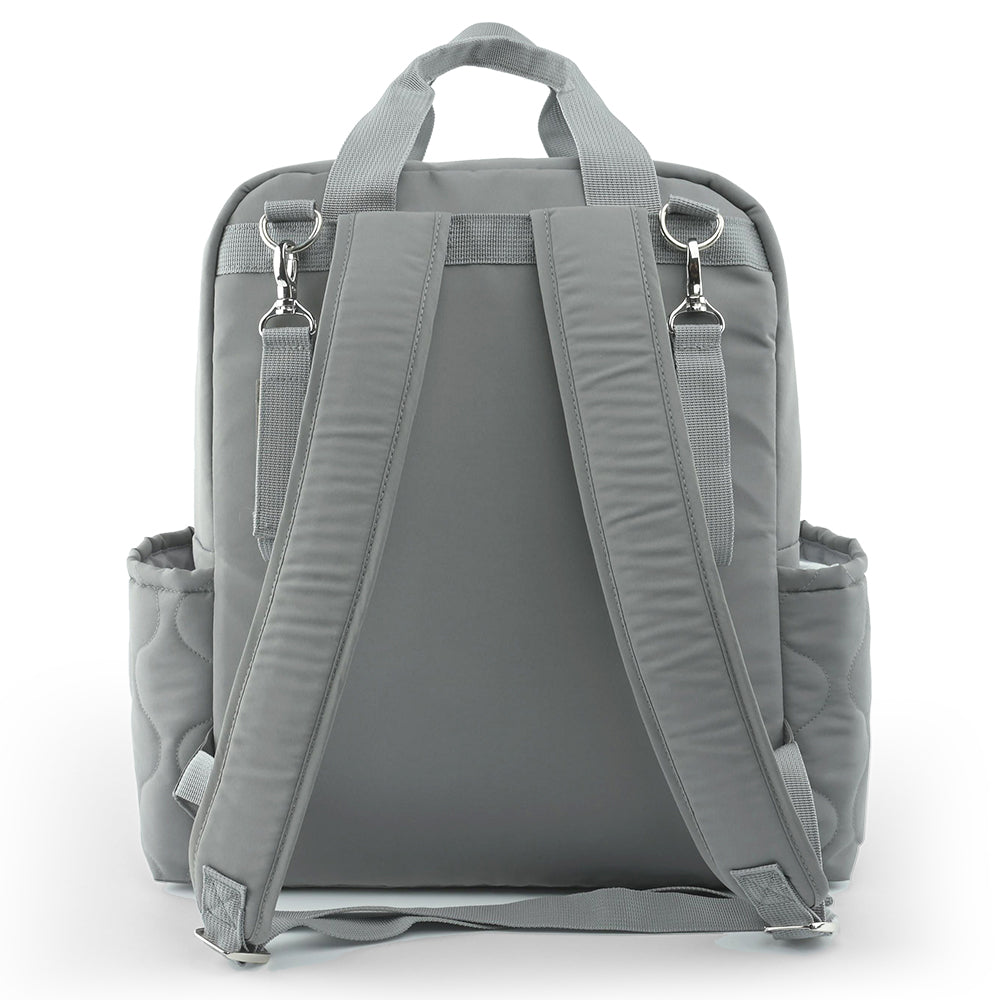 LITTLE STORY Quilted Diaper Backpack w/ Changing Mat - Gray