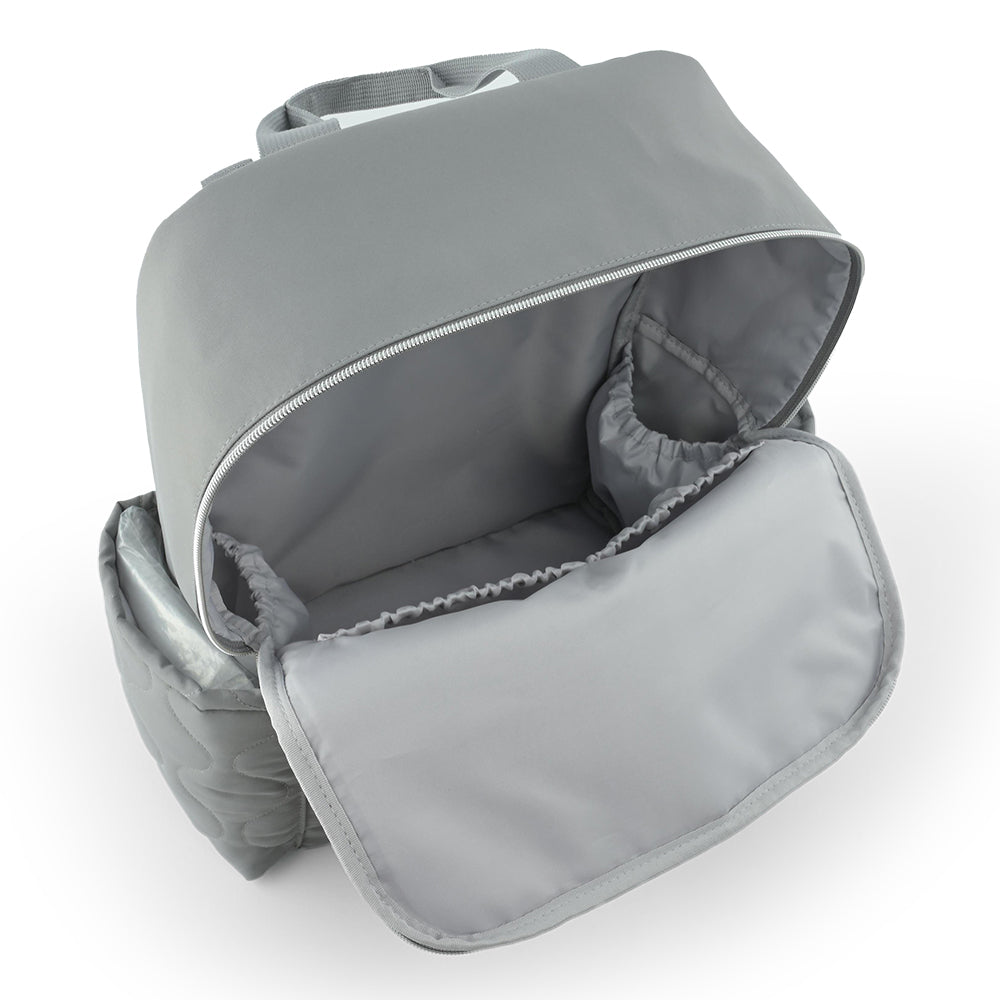 LITTLE STORY Quilted Diaper Backpack w/ Changing Mat - Gray
