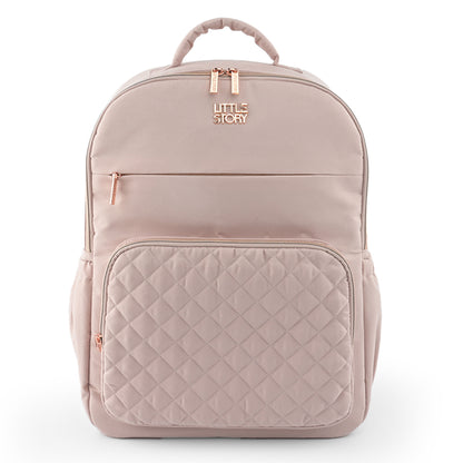 LITTLE STORY Quilted Diaper Backpack w/ Changing Mat - Pink