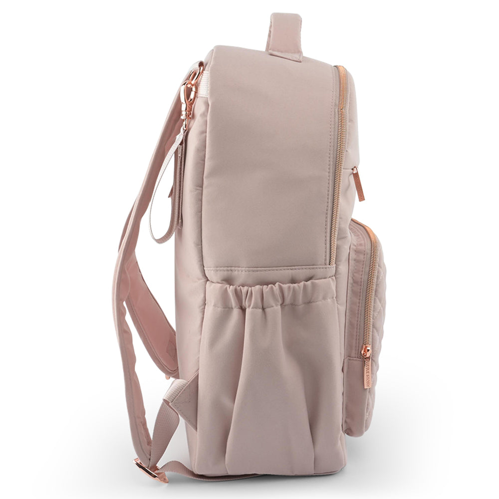 LITTLE STORY Quilted Diaper Backpack w/ Changing Mat - Pink