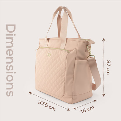 LITTLE STORY Quilted Mommy Diaper Bag w/ Changing Mat - Pink