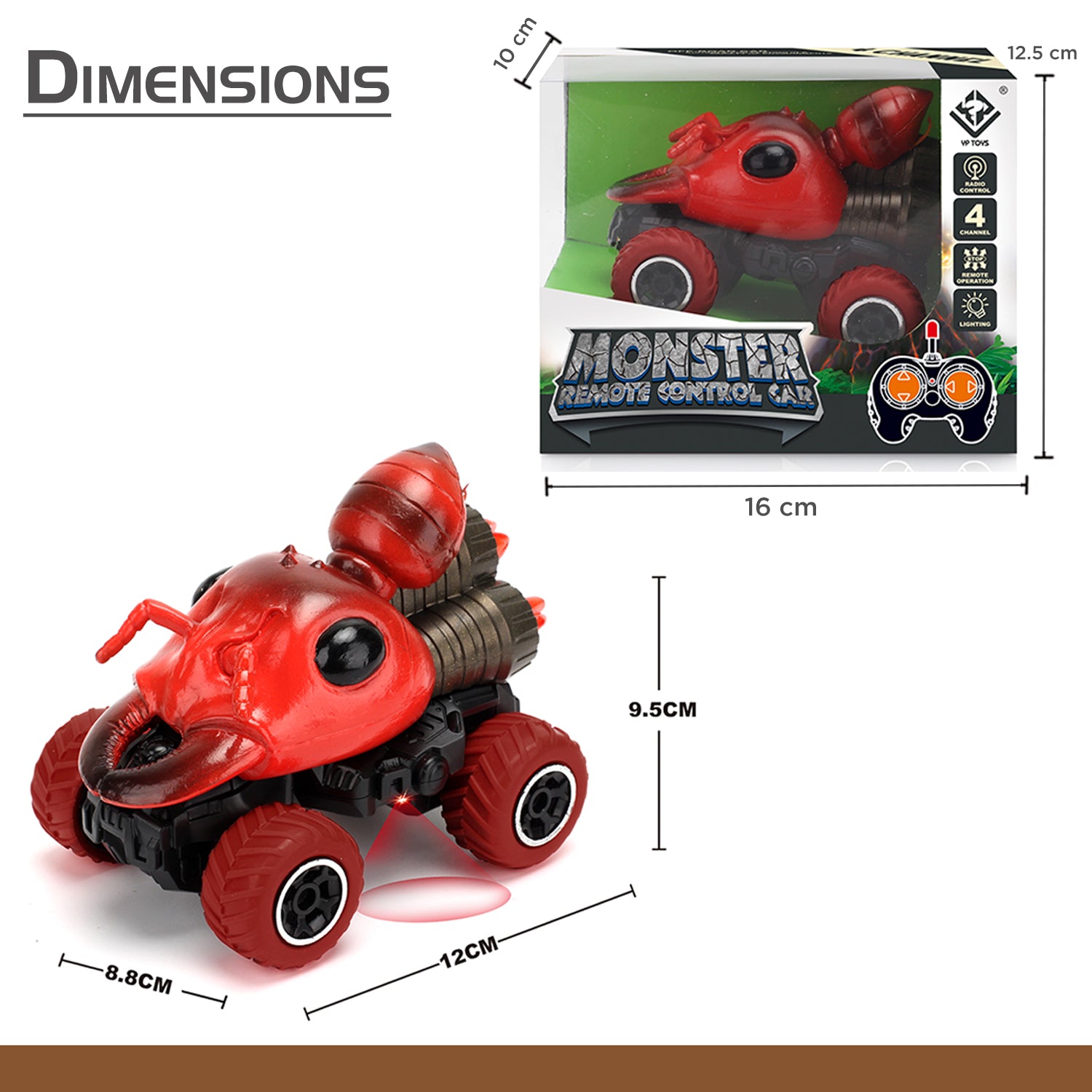 LITTLE STORY - Kids Toy 4 Channel Ant Car wt Remote Control - Red
