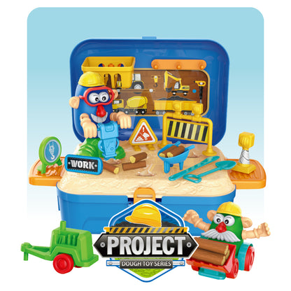 LITTLE STORY Role Play Engineering/Construction Site Box With Dough Backpack (42 Pcs) - Blue