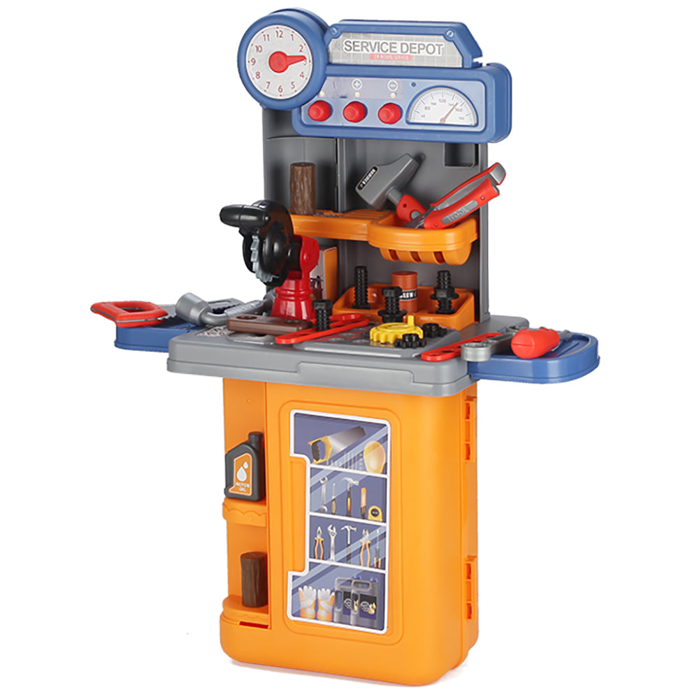 LITTLE STORY Role Play Mechanic/Tools Table Toy Set Luggage Case (39 Pcs) - Yellow, 4 - In - 1 Mode