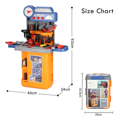 LITTLE STORY Role Play Mechanic/Tools Table Toy Set Luggage Case (39 Pcs) - Yellow, 4 - In - 1 Mode