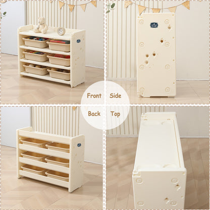 قصة صغيرة - تخزين ألعاب الأطفال مع 6 صناديق تخزين - بيج أبيض