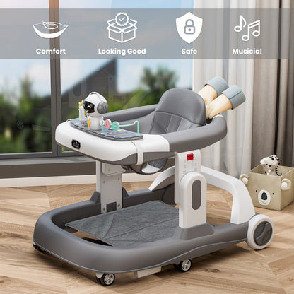LITTLE STORY Adjustable Baby Walker - Foldable, Lightweight Design with Interactive Toys - Safe Walking Aid for Infants Aged 6-18 Months - EN1273 Certified