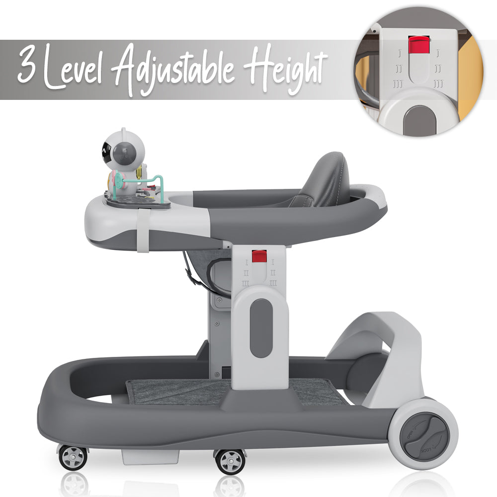 LITTLE STORY Adjustable Baby Walker - Foldable, Lightweight Design with Interactive Toys - Safe Walking Aid for Infants Aged 6-18 Months - EN1273 Certified