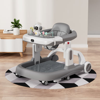 LITTLE STORY Adjustable Baby Walker - Foldable, Lightweight Design with Interactive Toys - Safe Walking Aid for Infants Aged 6-18 Months - EN1273 Certified