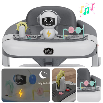 LITTLE STORY Adjustable Baby Walker - Foldable, Lightweight Design with Interactive Toys - Safe Walking Aid for Infants Aged 6-18 Months - EN1273 Certified