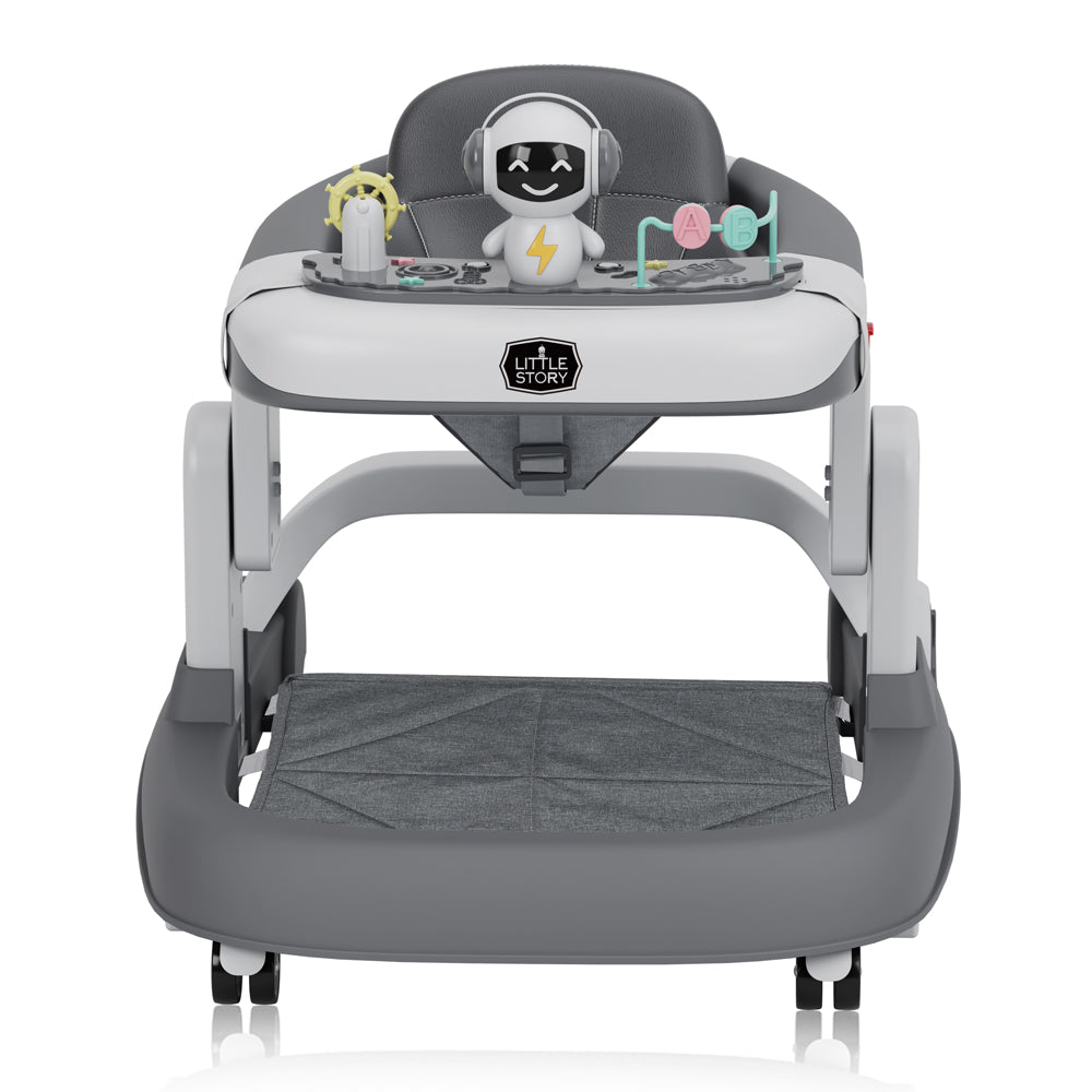 LITTLE STORY Adjustable Baby Walker - Foldable, Lightweight Design with Interactive Toys - Safe Walking Aid for Infants Aged 6-18 Months - EN1273 Certified